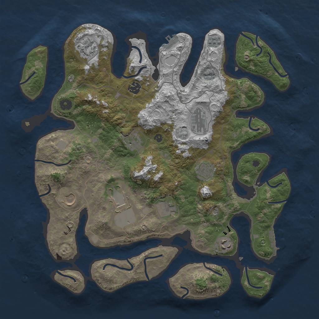 Rust Map: Procedural Map, Size: 4000, Seed: 1935660987, 18 Monuments