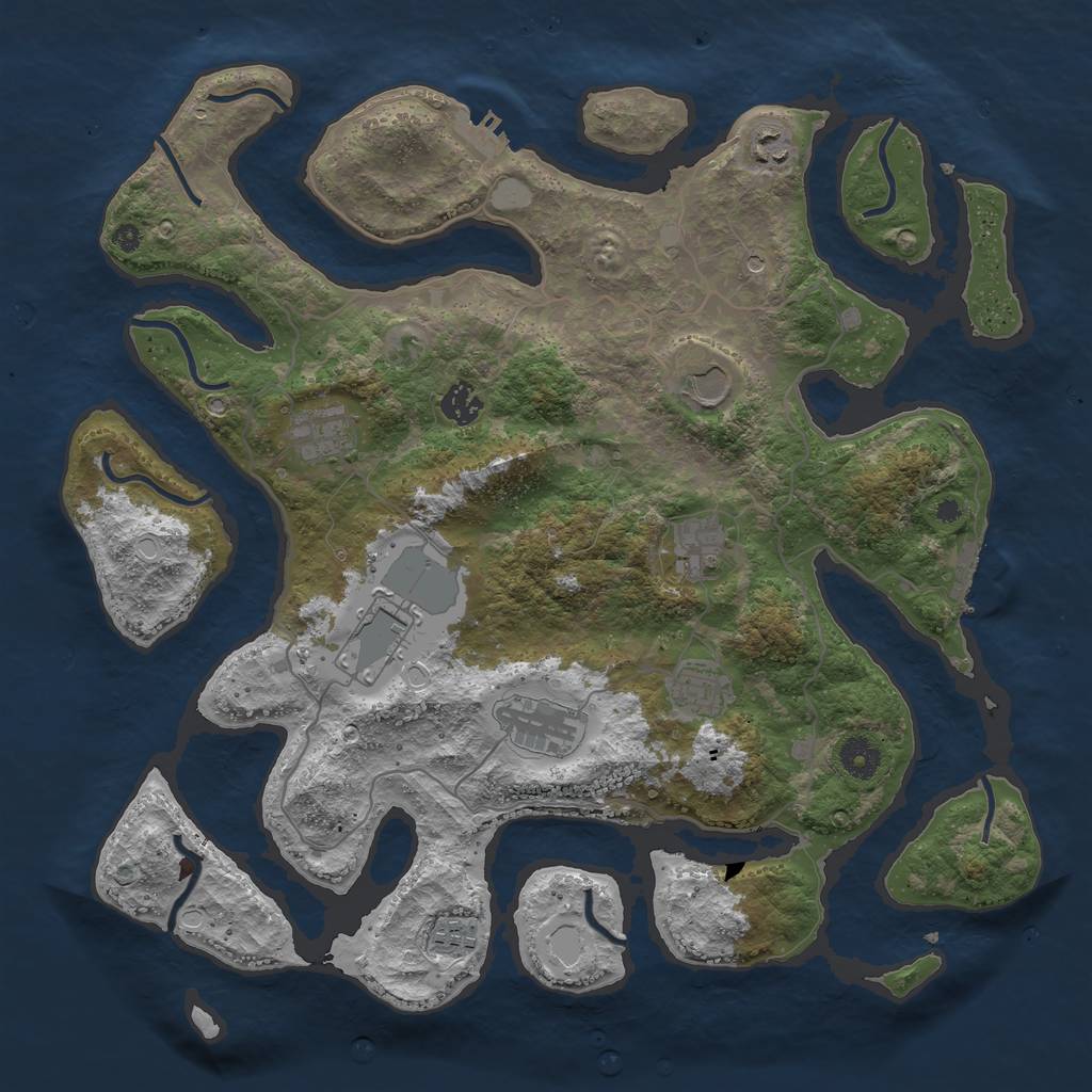 Rust Map: Procedural Map, Size: 4000, Seed: 836572, 17 Monuments