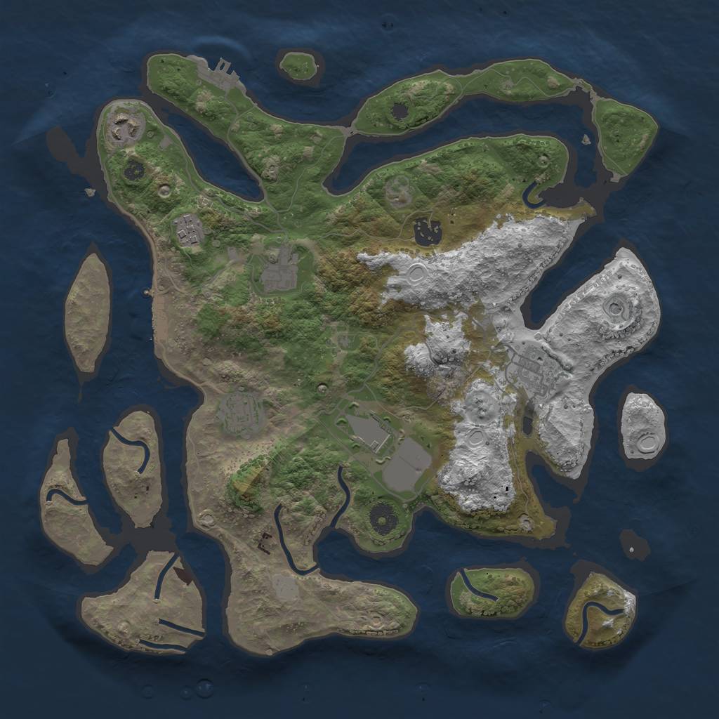 Rust Map: Procedural Map, Size: 3675, Seed: 38389, 15 Monuments