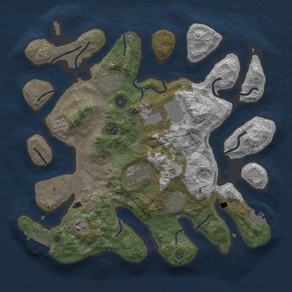 Rust Map: Procedural Map, Size: 3550, Seed: 845211, 15 Monuments
