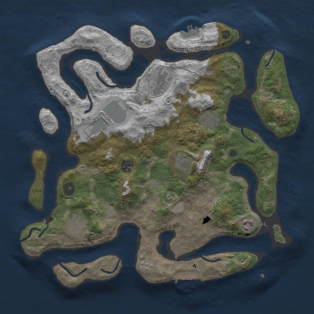 Rust Map: Procedural Map, Size: 3750, Seed: 270550889, 16 Monuments