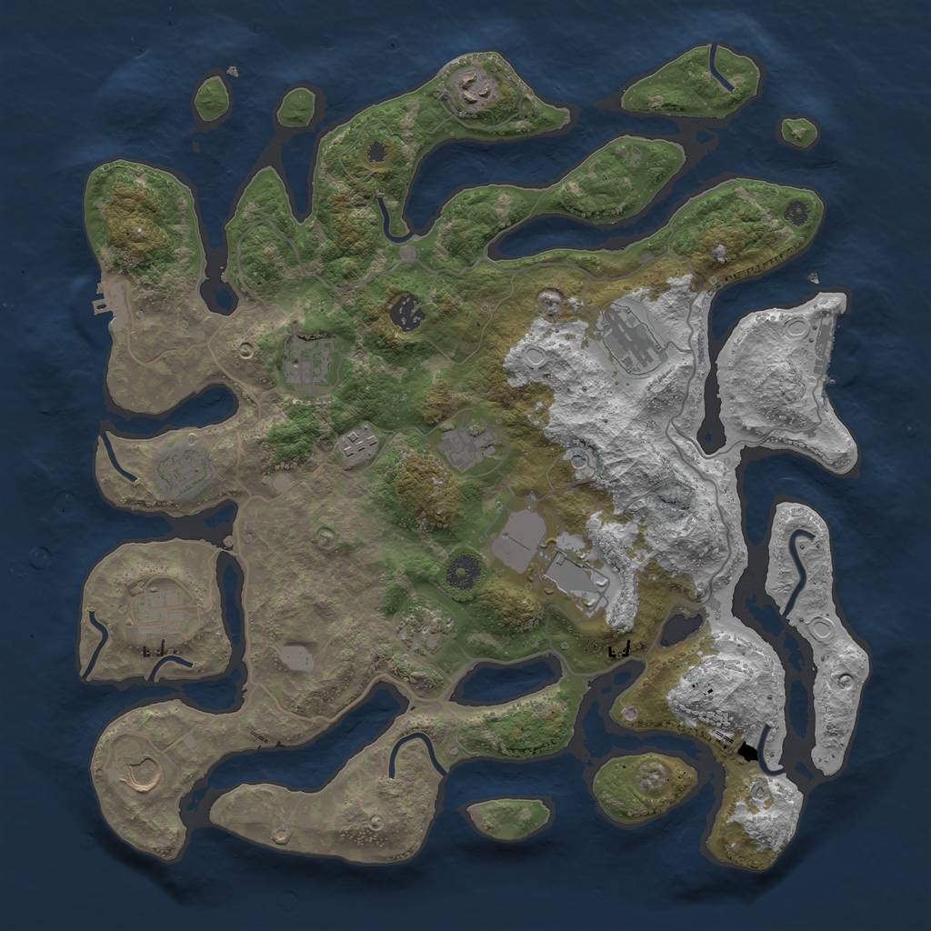 Rust Map: Procedural Map, Size: 4050, Seed: 1656722900, 19 Monuments