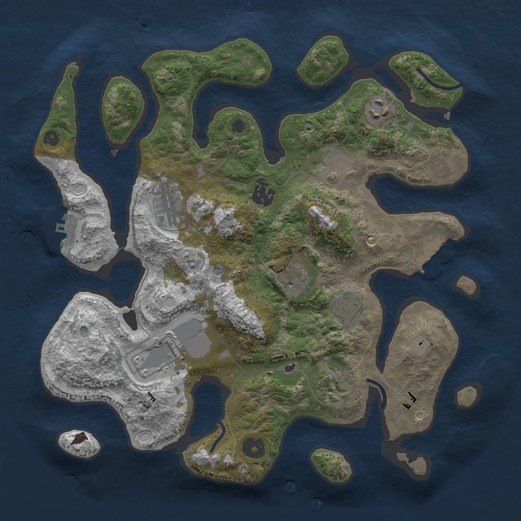Rust Map: Procedural Map, Size: 3500, Seed: 1776269520, 16 Monuments