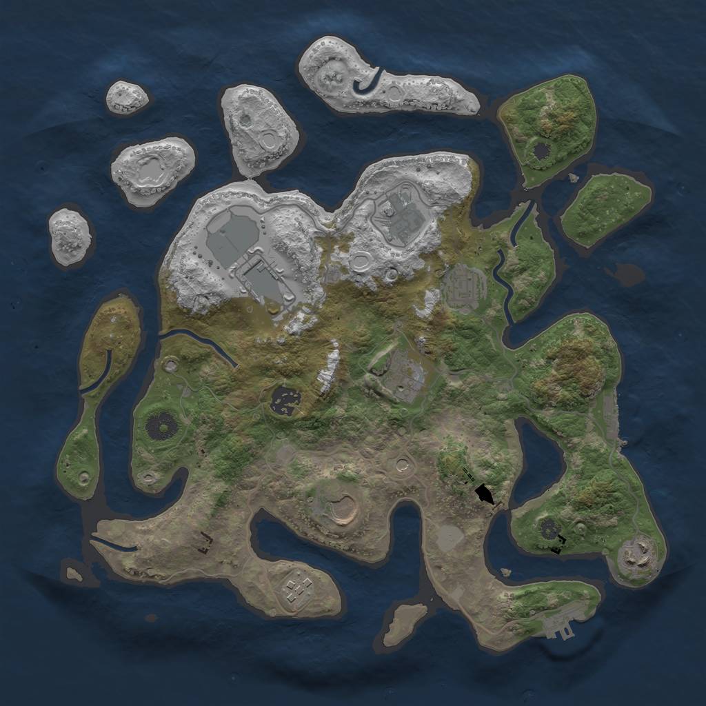 Rust Map: Procedural Map, Size: 3550, Seed: 914358, 16 Monuments