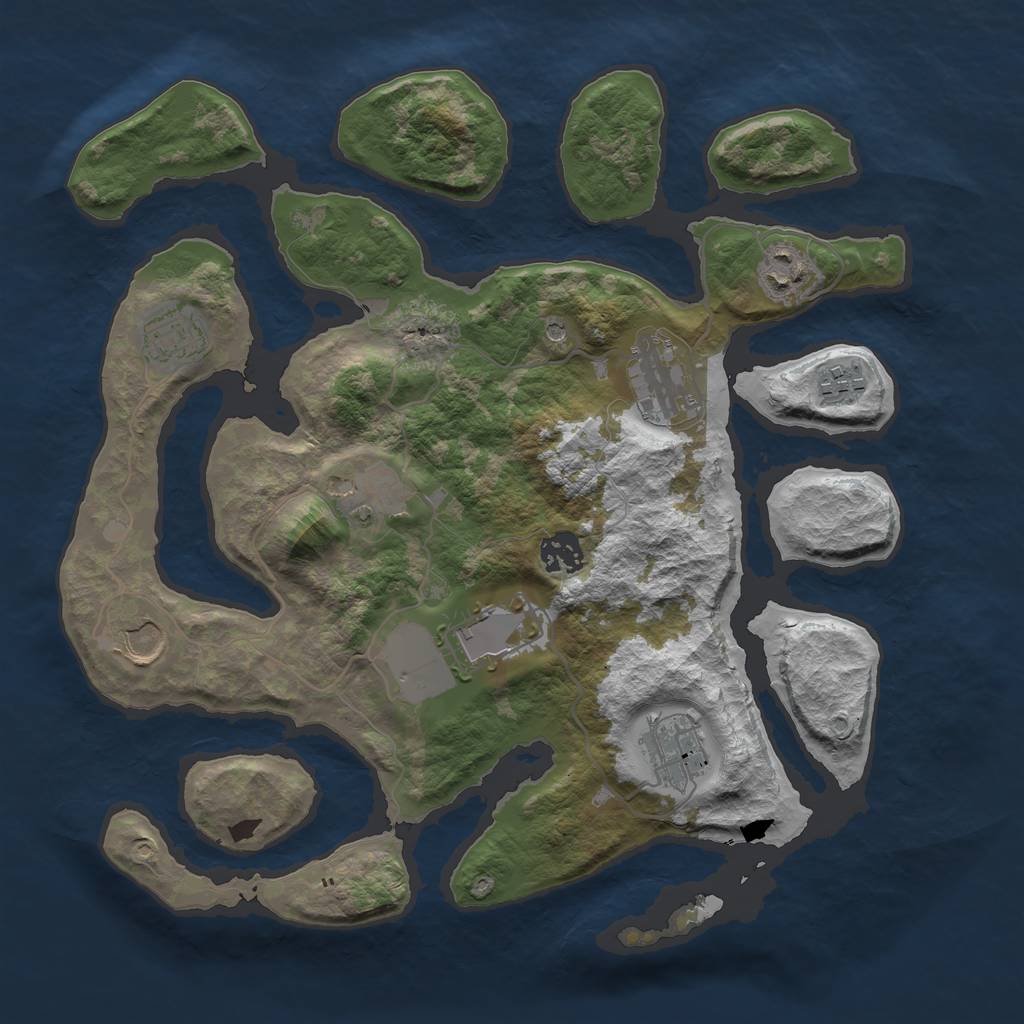 Rust Map: Barren, Size: 3500, Seed: 67595962, 12 Monuments