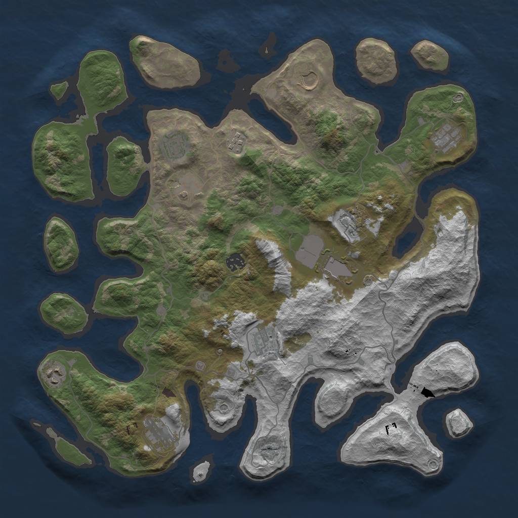 Rust Map: Barren, Size: 4250, Seed: 98903544, 14 Monuments