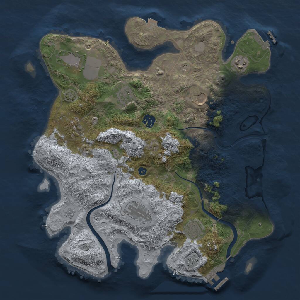 Rust Map: Procedural Map, Size: 3550, Seed: 184398, 15 Monuments