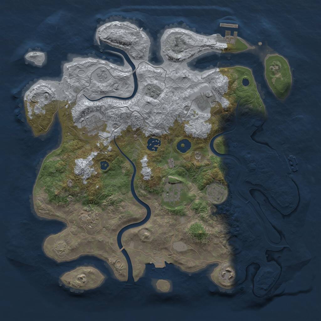 Rust Map: Procedural Map, Size: 3550, Seed: 561016, 14 Monuments