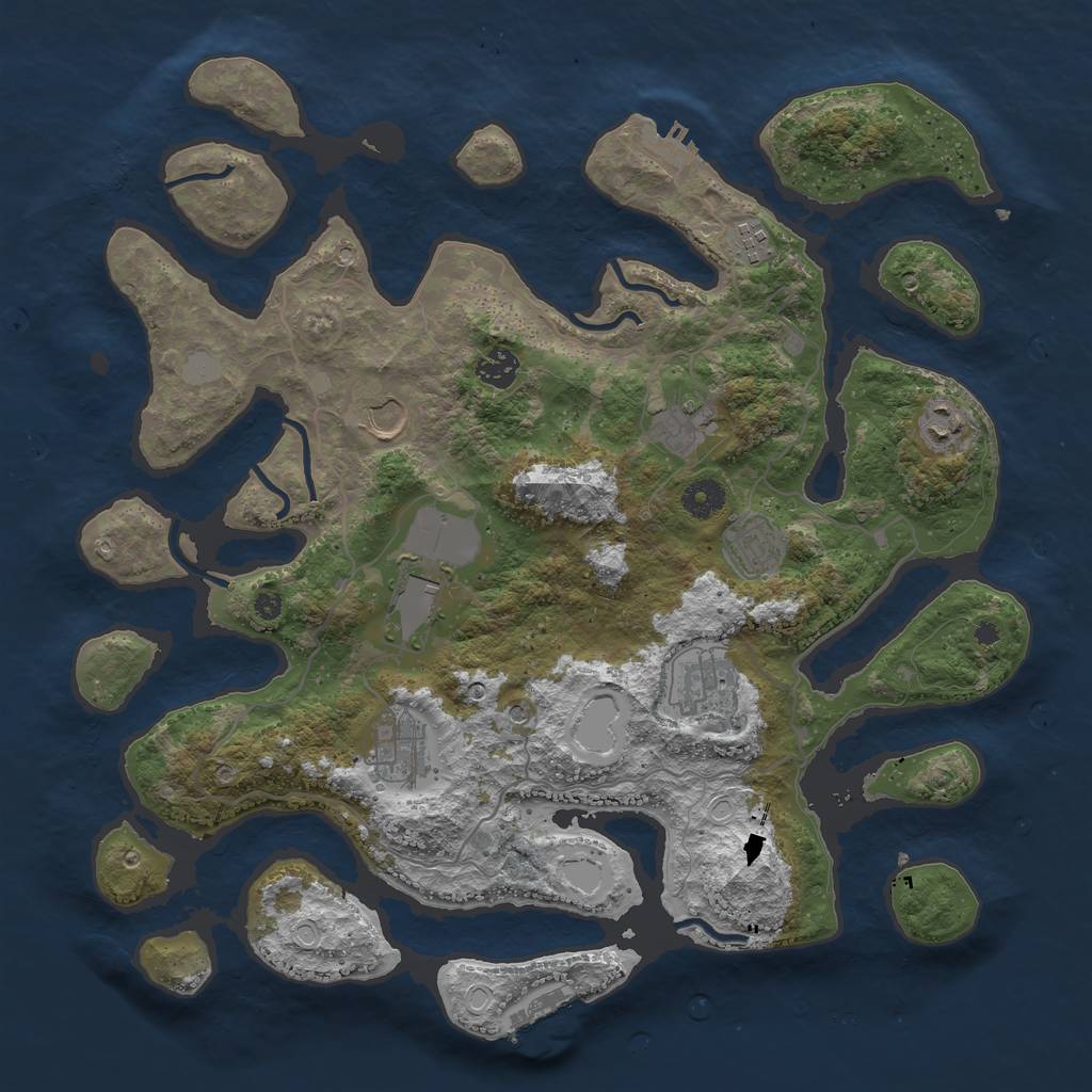 Rust Map: Procedural Map, Size: 4000, Seed: 3113, 17 Monuments