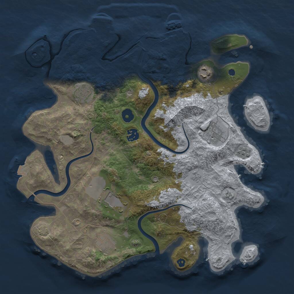 Rust Map: Procedural Map, Size: 3500, Seed: 580522311, 13 Monuments
