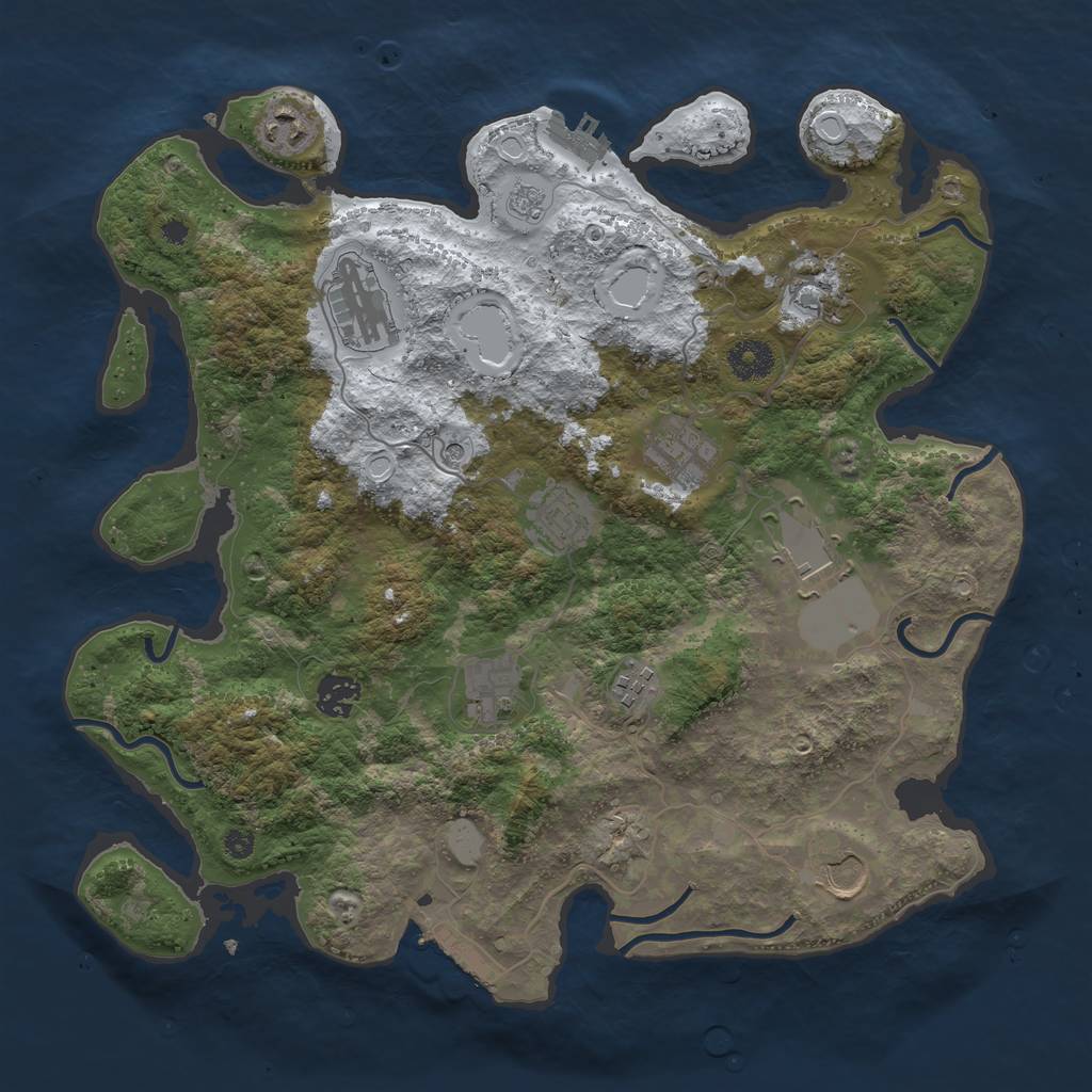 Rust Map: Procedural Map, Size: 3700, Seed: 5797001, 19 Monuments
