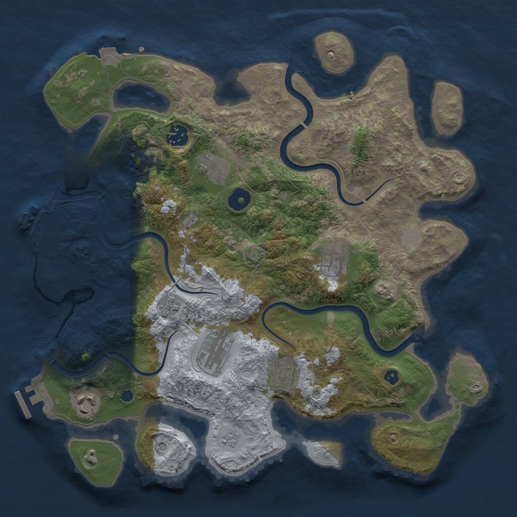 Rust Map: Procedural Map, Size: 3550, Seed: 598488, 13 Monuments