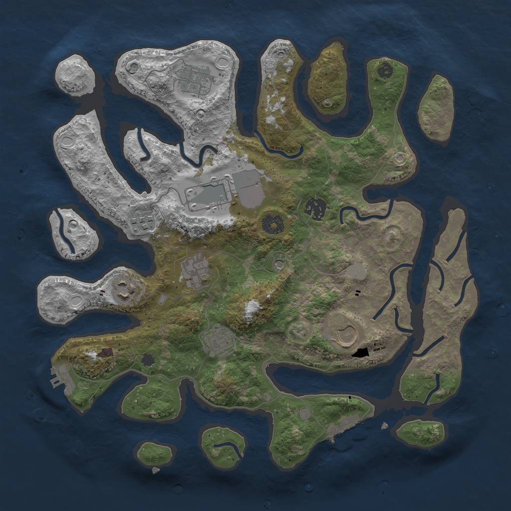Rust Map: Procedural Map, Size: 3500, Seed: 1623116, 16 Monuments