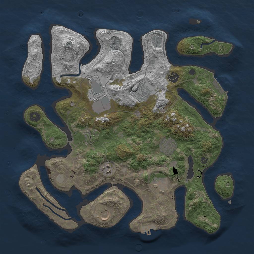Rust Map: Procedural Map, Size: 3600, Seed: 22501, 17 Monuments