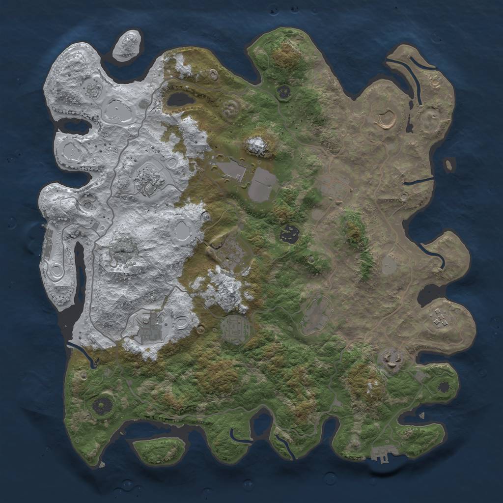 Rust Map: Procedural Map, Size: 4000, Seed: 1076650331, 20 Monuments