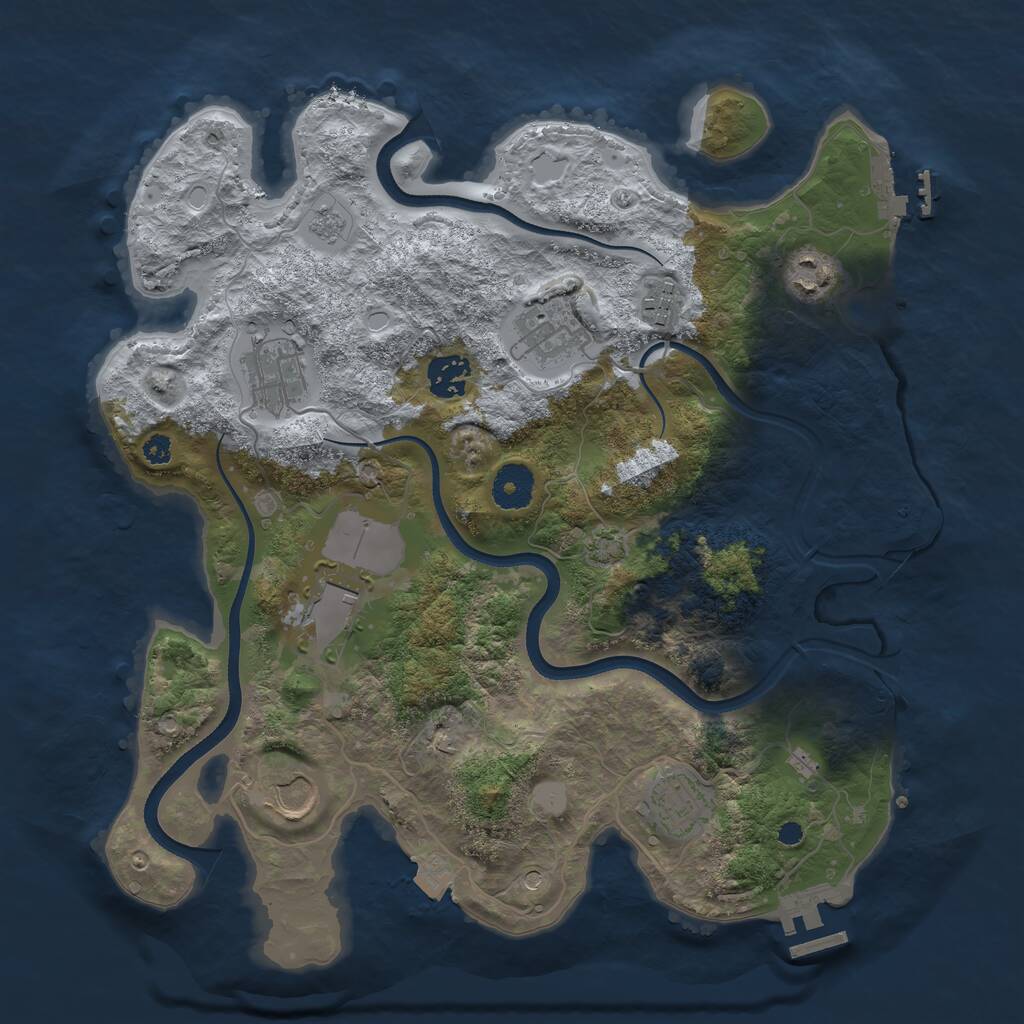 Rust Map: Procedural Map, Size: 3500, Seed: 830045003, 14 Monuments