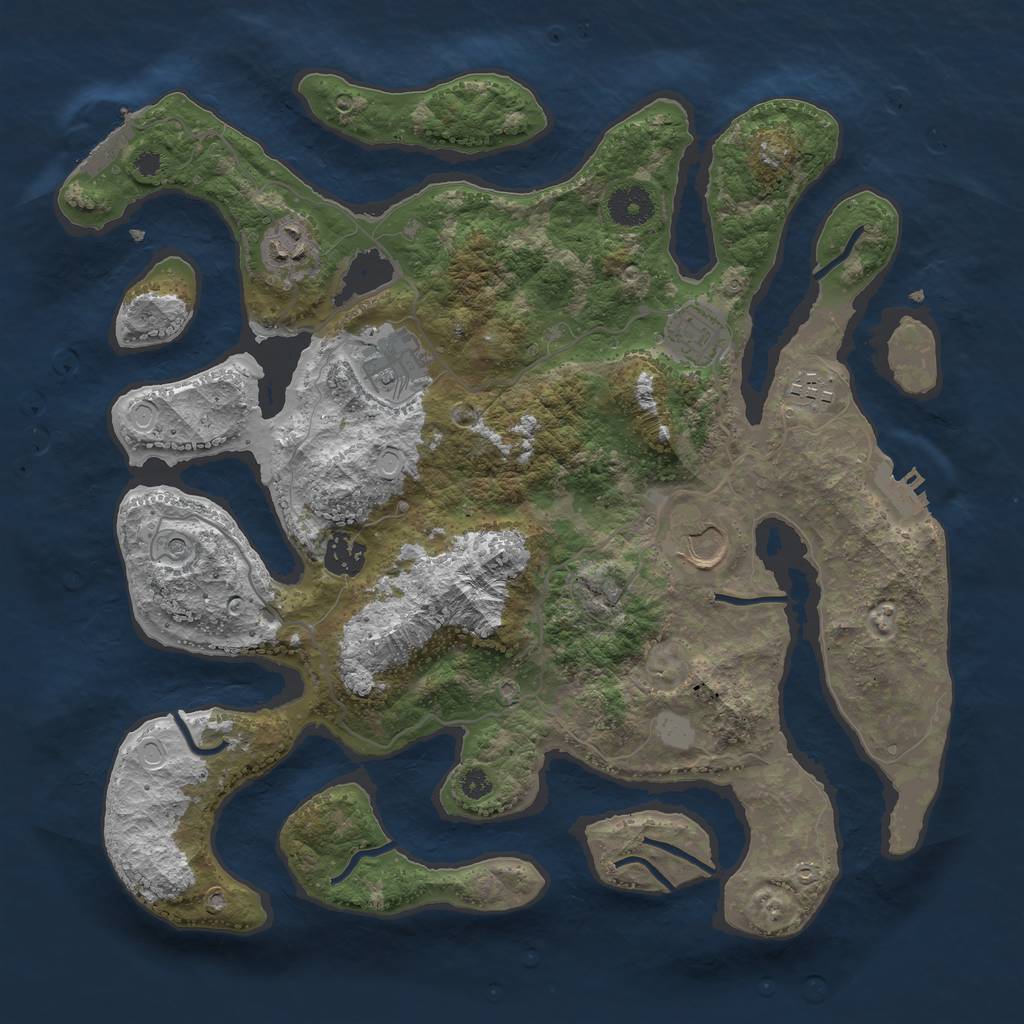 Rust Map: Procedural Map, Size: 3600, Seed: 1386190488, 14 Monuments