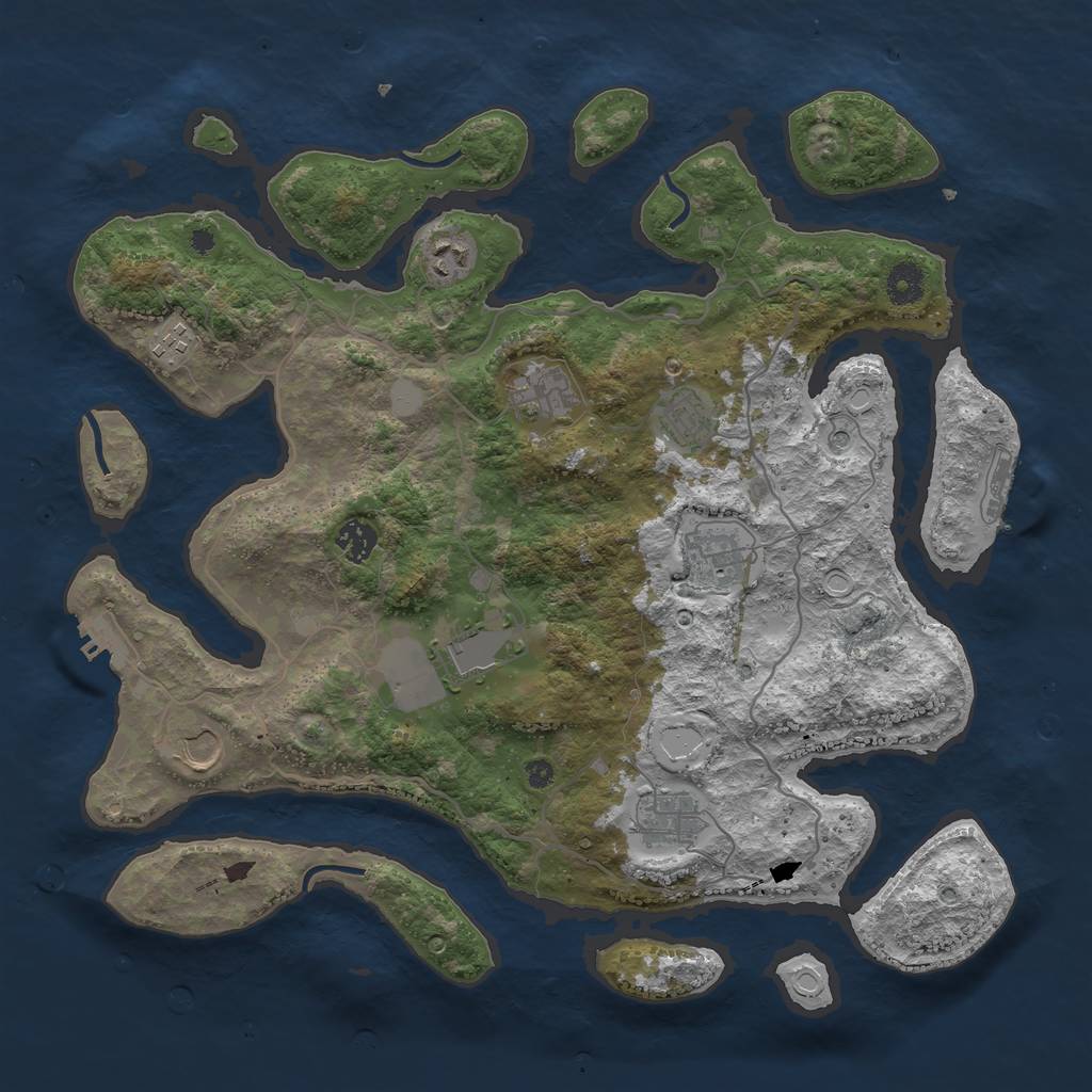 Rust Map: Procedural Map, Size: 4000, Seed: 950127, 17 Monuments