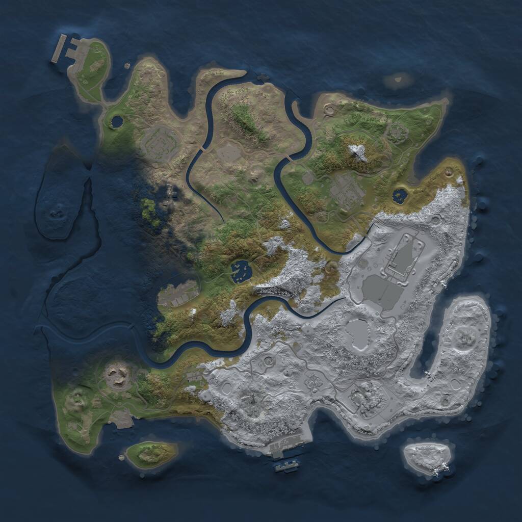 Rust Map: Procedural Map, Size: 3550, Seed: 90061, 14 Monuments