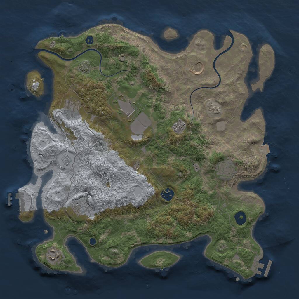 Rust Map: Procedural Map, Size: 3600, Seed: 648045725, 14 Monuments