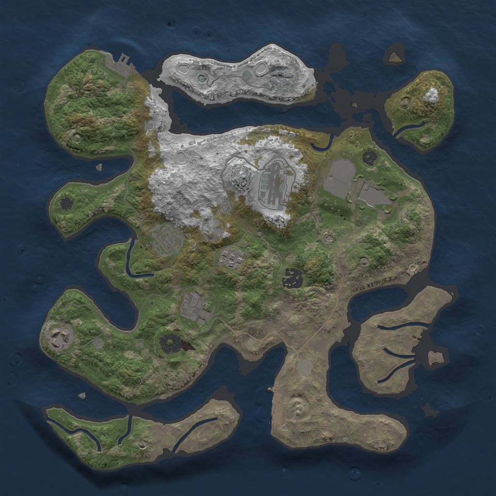 Rust Map: Procedural Map, Size: 3500, Seed: 3203032, 15 Monuments