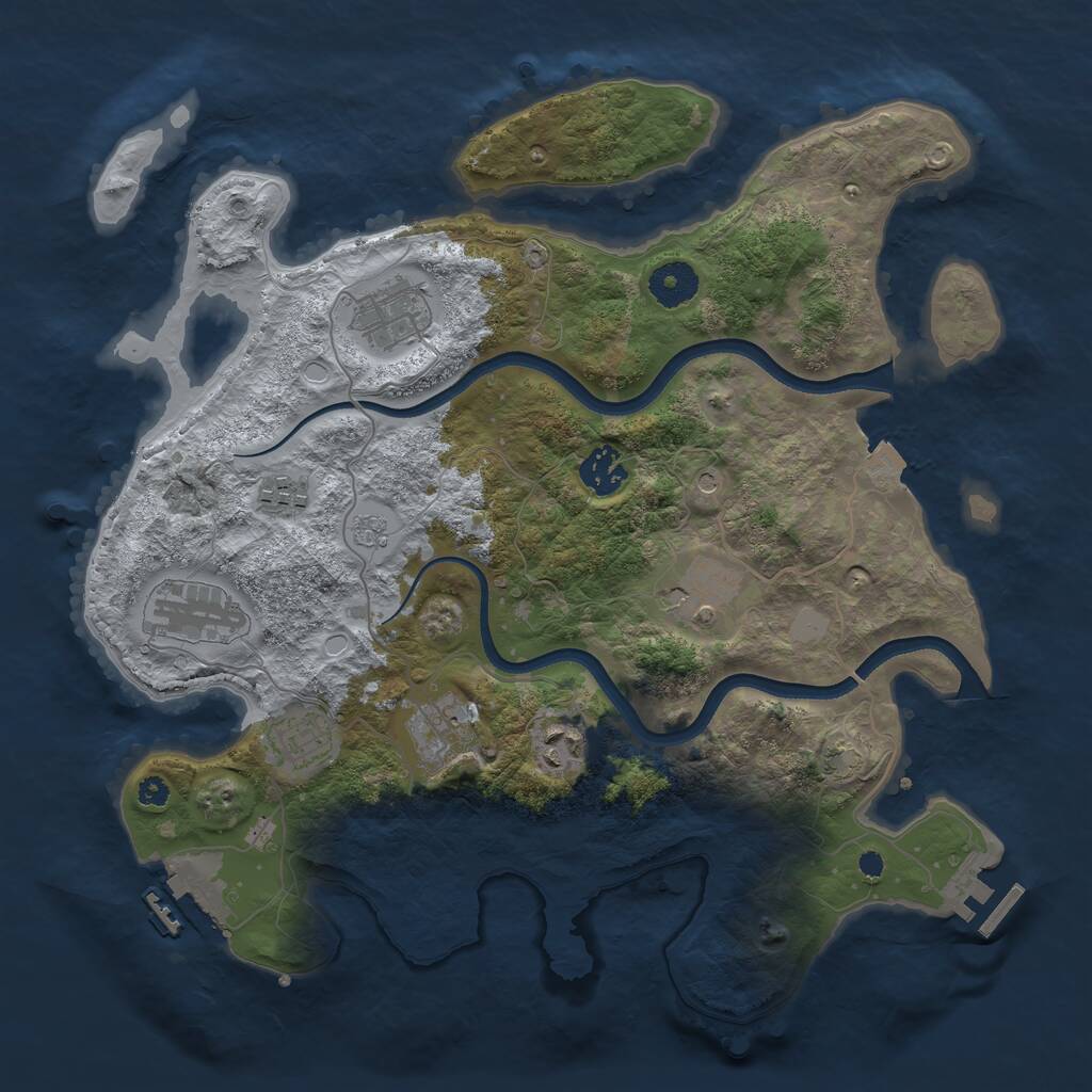 Rust Map: Procedural Map, Size: 3550, Seed: 457325, 14 Monuments
