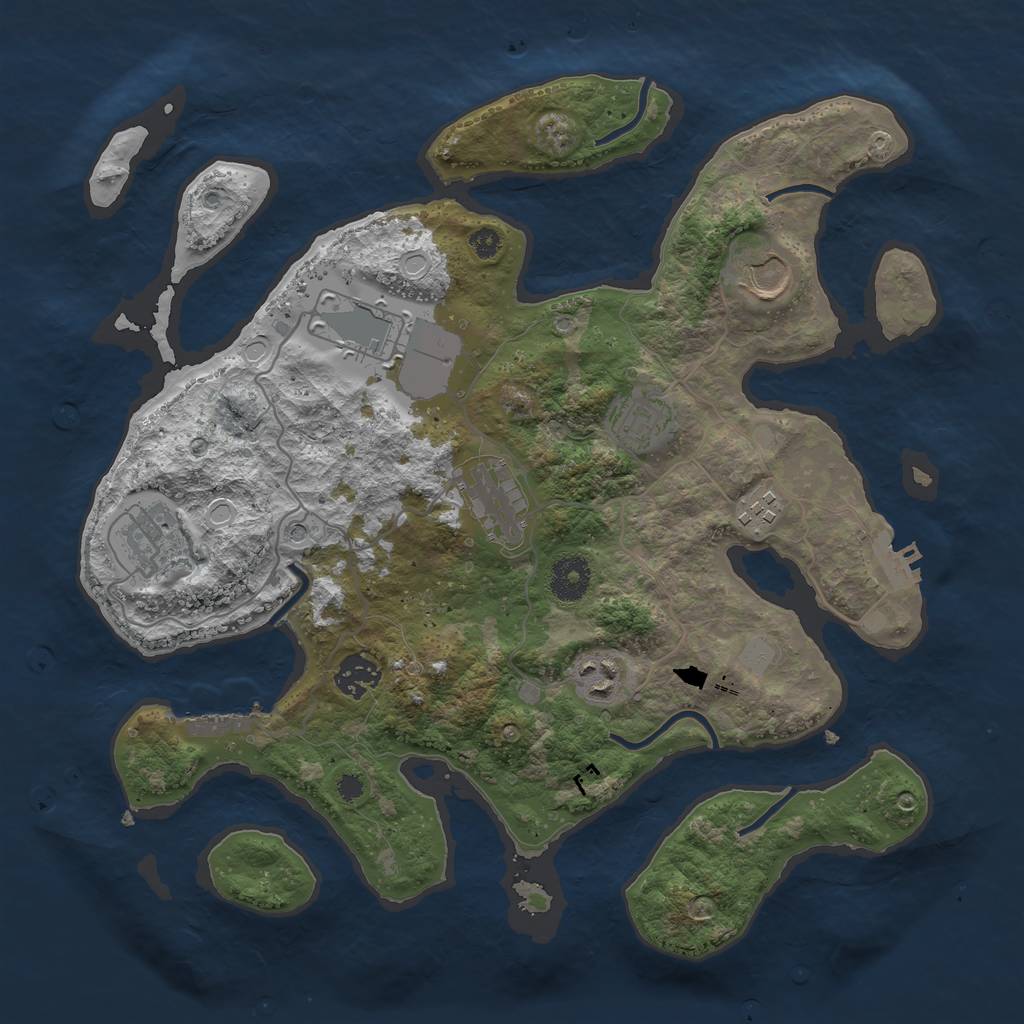Rust Map: Procedural Map, Size: 3550, Seed: 457325, 16 Monuments