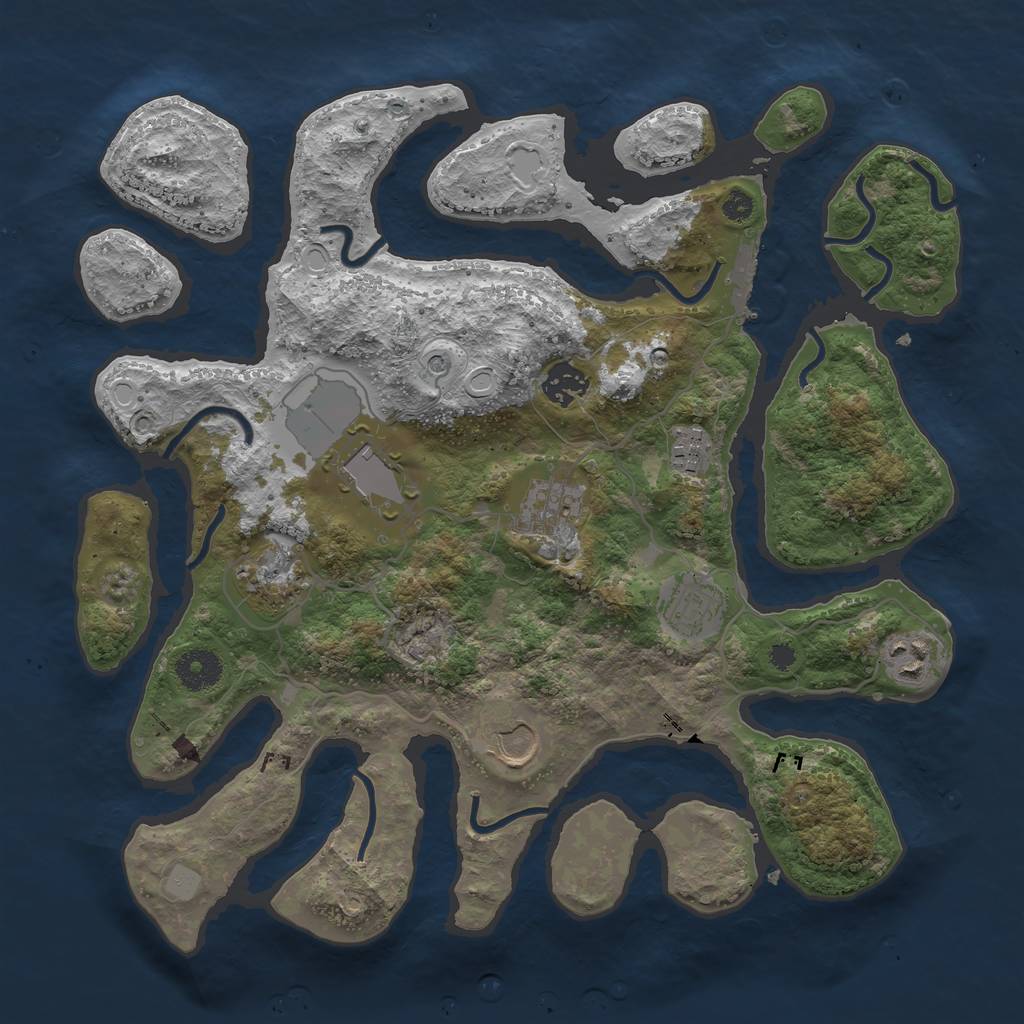 Rust Map: Procedural Map, Size: 3550, Seed: 95713, 15 Monuments