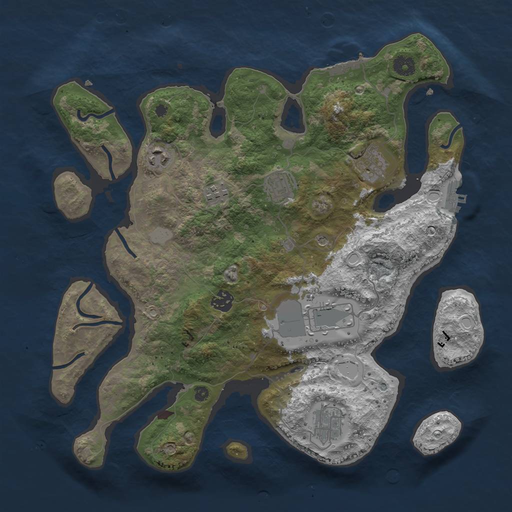 Rust Map: Procedural Map, Size: 3550, Seed: 61983, 15 Monuments
