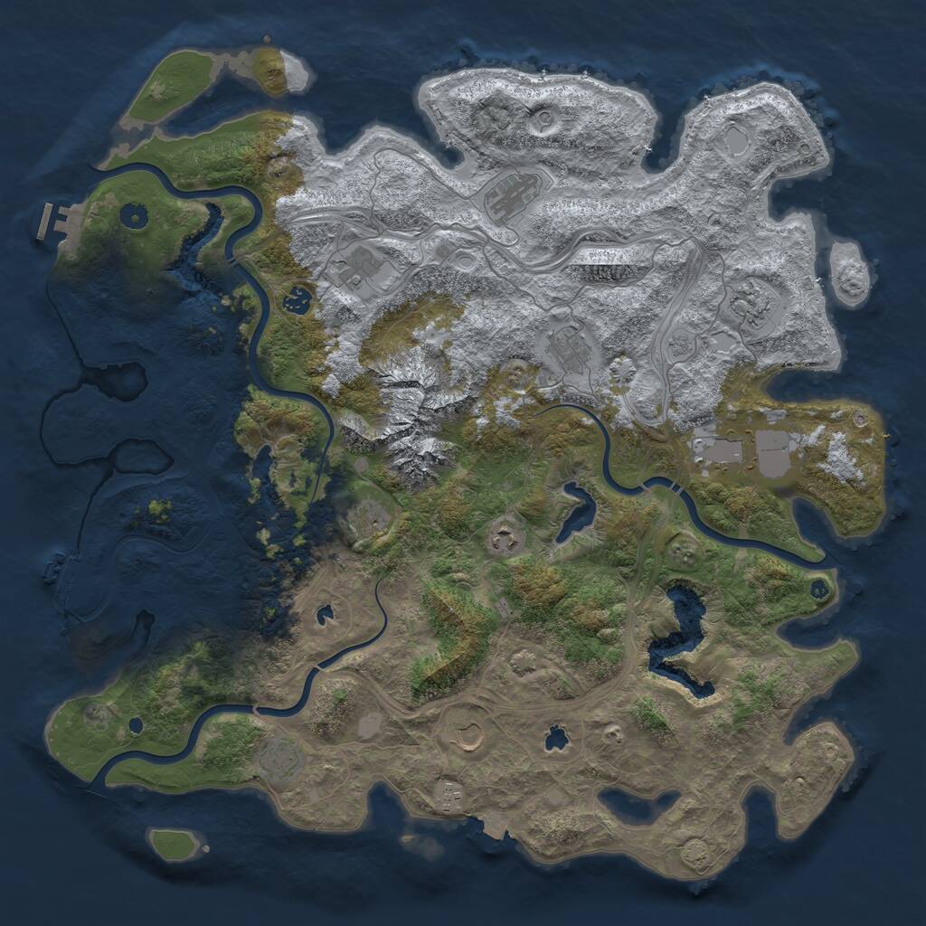 Rust Map: Procedural Map, Size: 5000, Seed: 2772, 17 Monuments