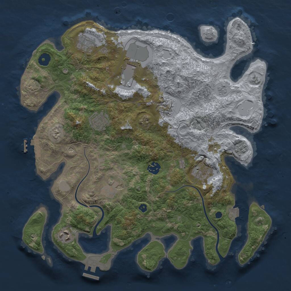 Rust Map: Procedural Map, Size: 3550, Seed: 704099, 15 Monuments