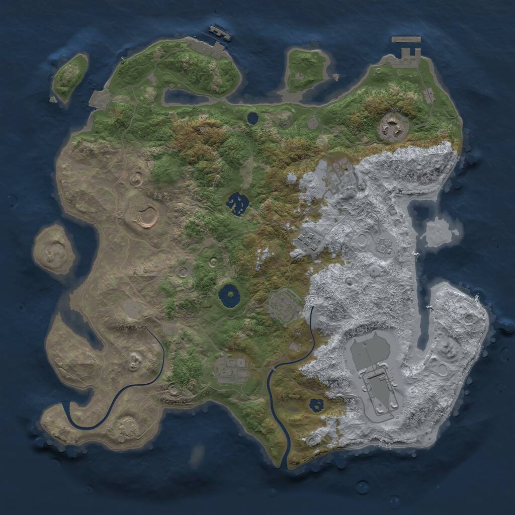 Rust Map: Procedural Map, Size: 3550, Seed: 547014, 14 Monuments