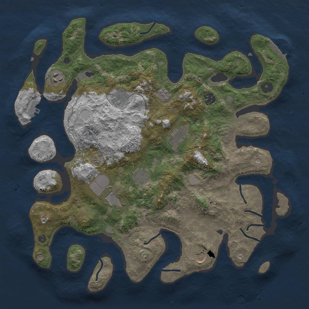 Rust Map: Procedural Map, Size: 4000, Seed: 310297, 16 Monuments
