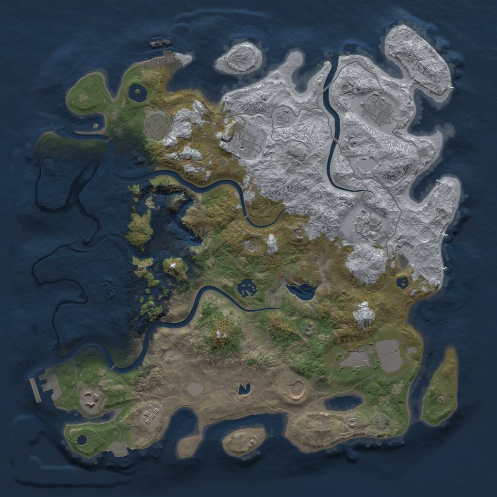 Rust Map: Procedural Map, Size: 4000, Seed: 881419, 15 Monuments