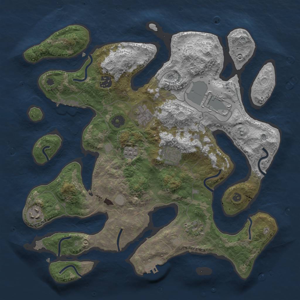 Rust Map: Procedural Map, Size: 3550, Seed: 955112, 15 Monuments