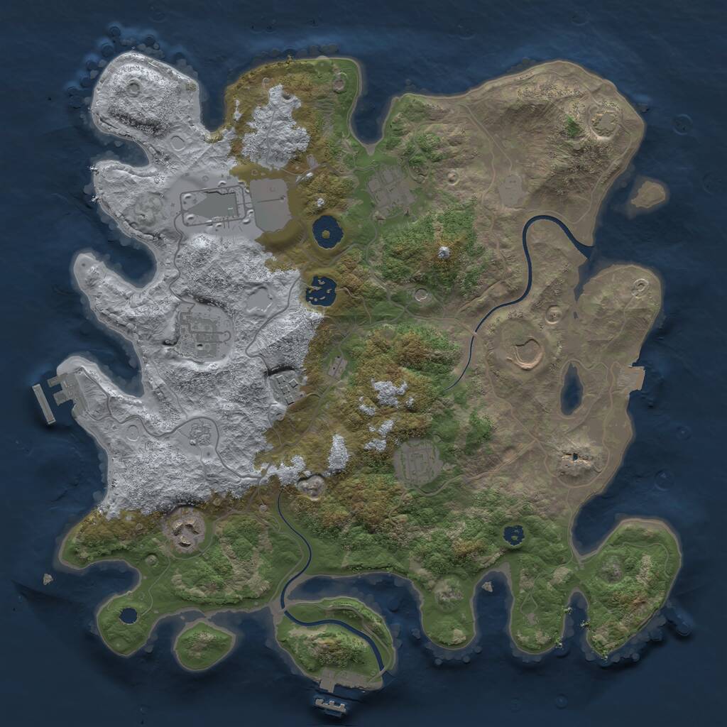 Rust Map: Procedural Map, Size: 3550, Seed: 283185, 14 Monuments