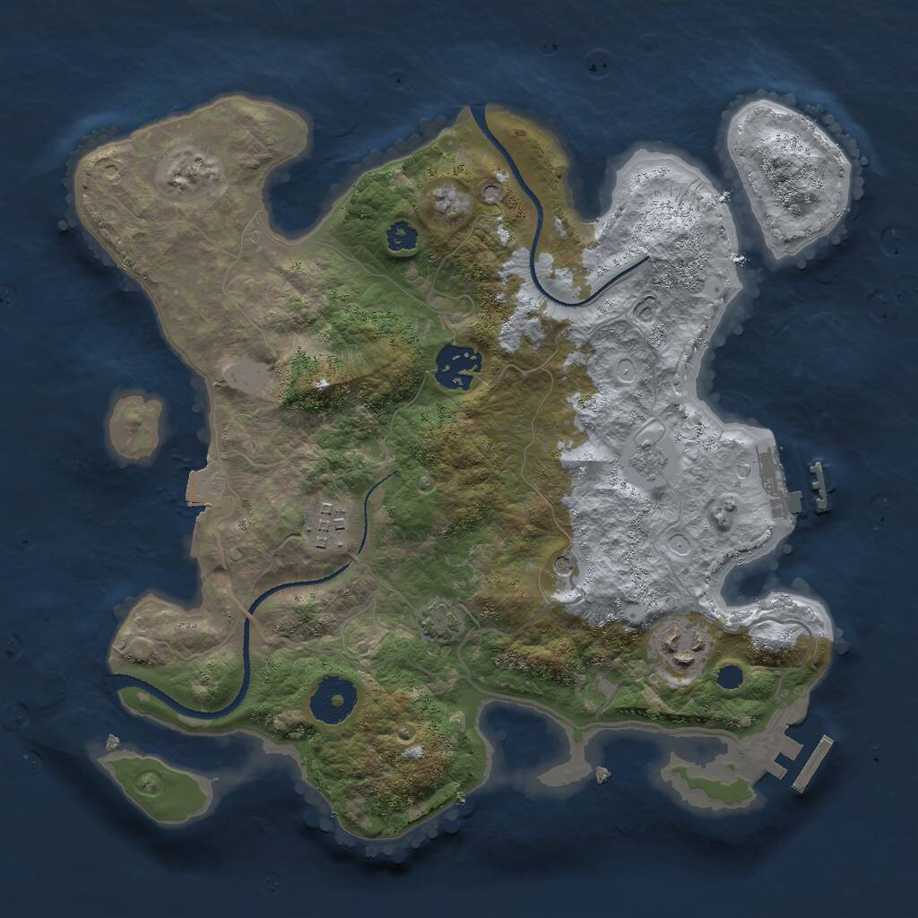 Rust Map: Procedural Map, Size: 3000, Seed: 935675923, 9 Monuments