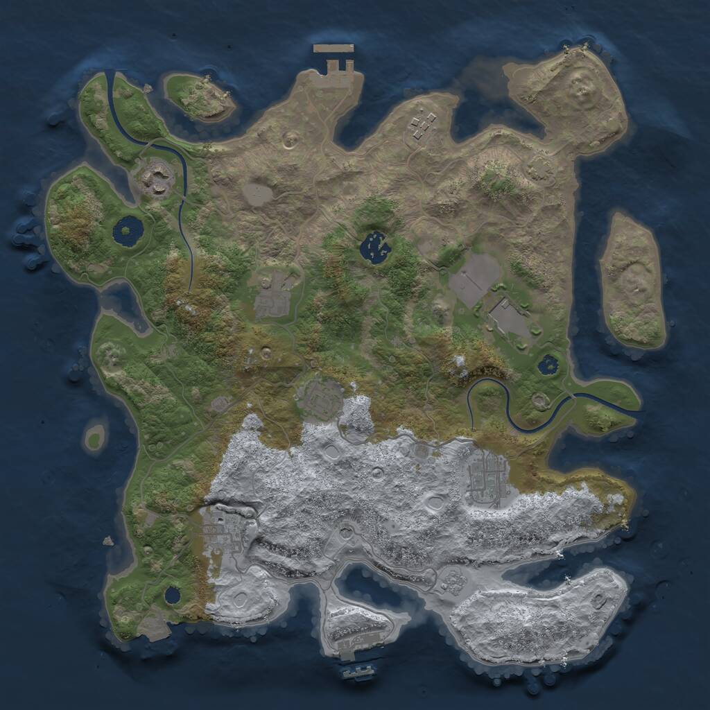 Rust Map: Procedural Map, Size: 3550, Seed: 416893, 14 Monuments