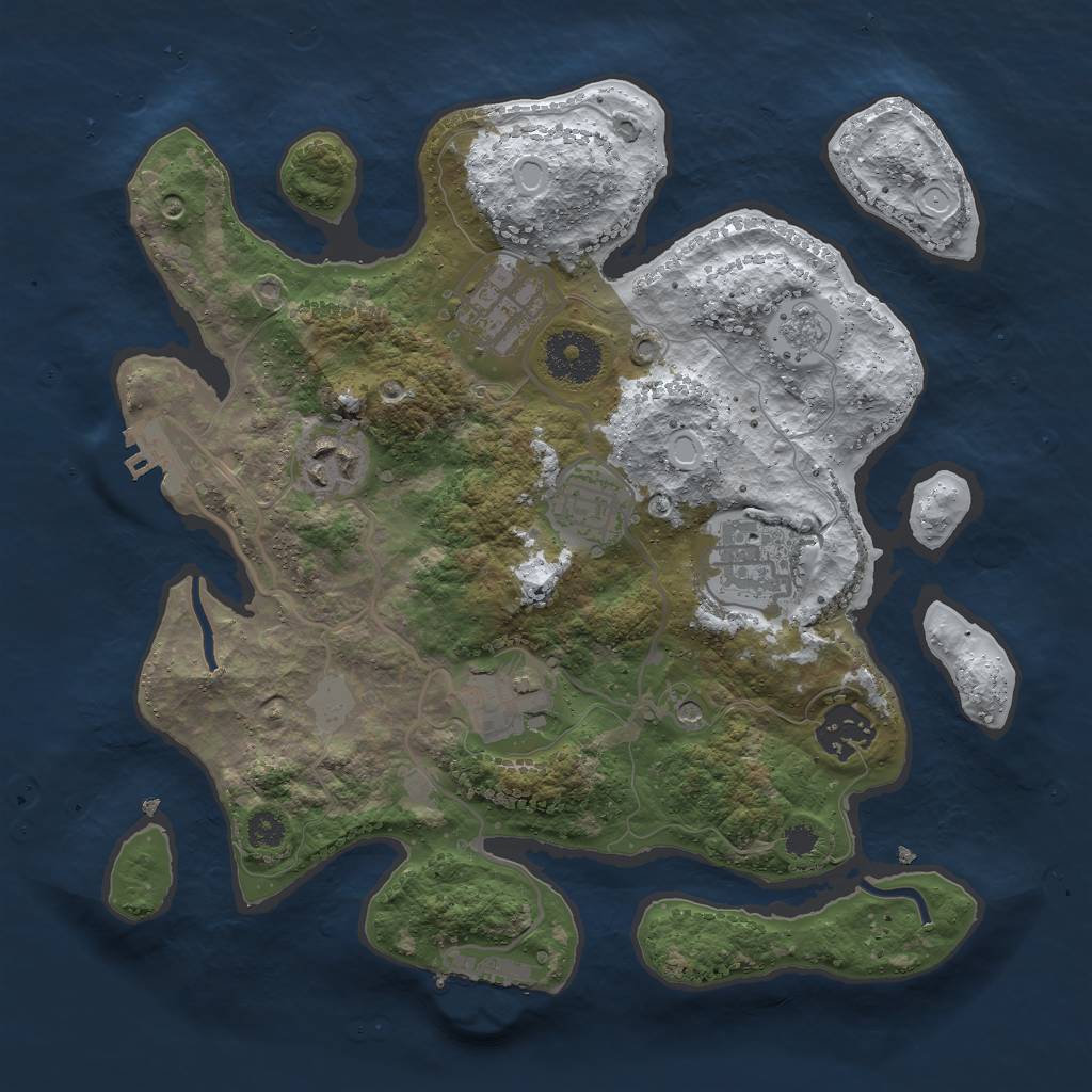 Rust Map: Procedural Map, Size: 3000, Seed: 689541, 15 Monuments