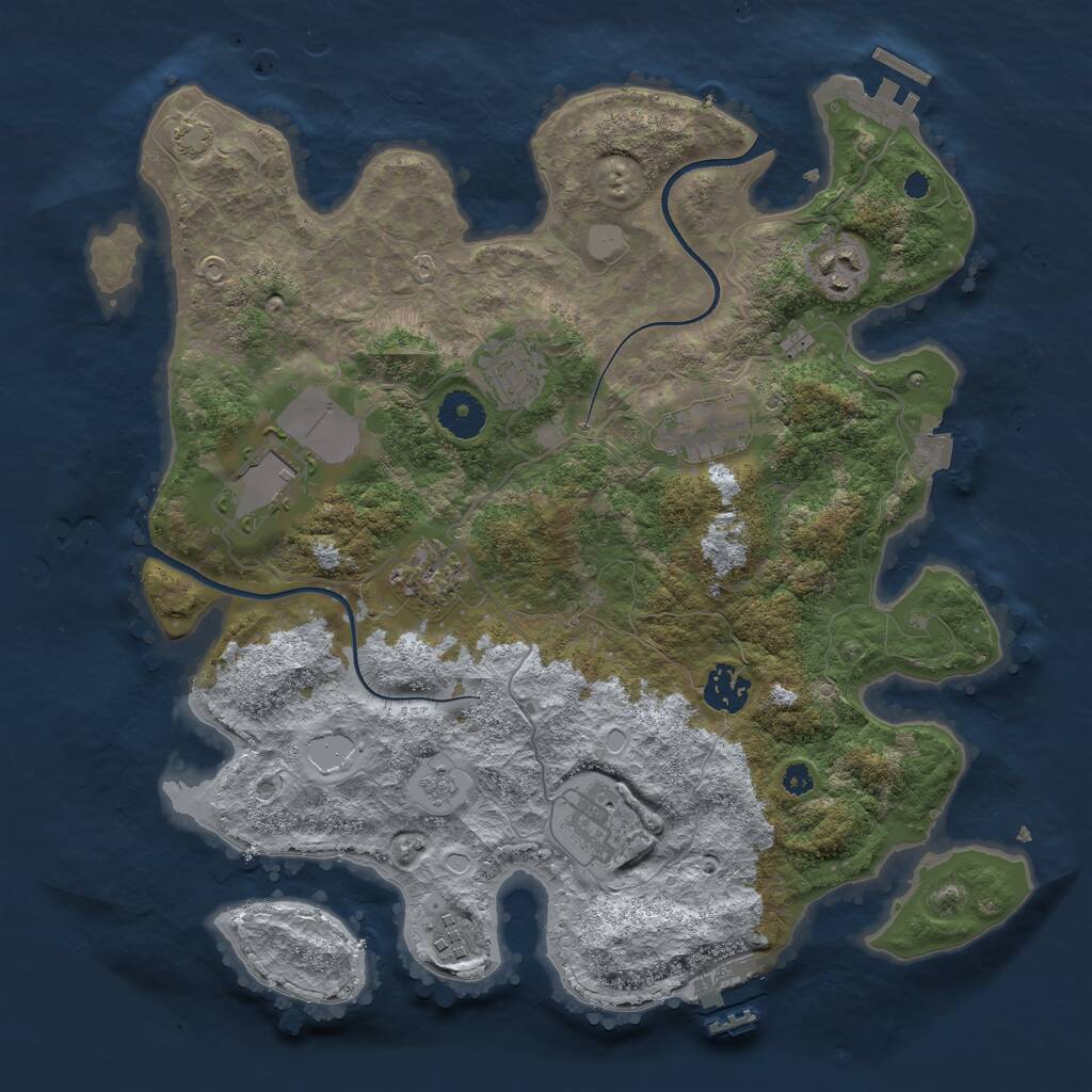 Rust Map: Procedural Map, Size: 3550, Seed: 935850, 13 Monuments