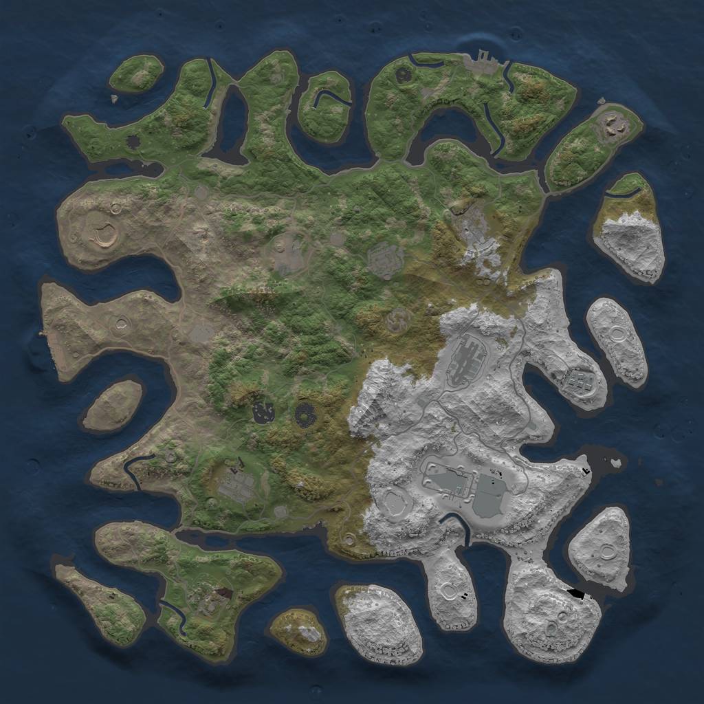 Rust Map: Procedural Map, Size: 4500, Seed: 889917470, 19 Monuments