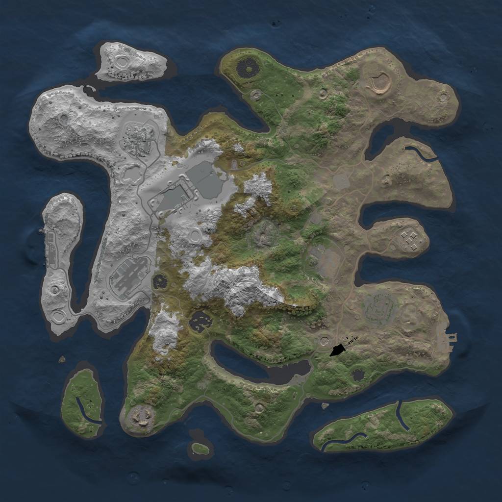 Rust Map: Procedural Map, Size: 3550, Seed: 834971, 17 Monuments
