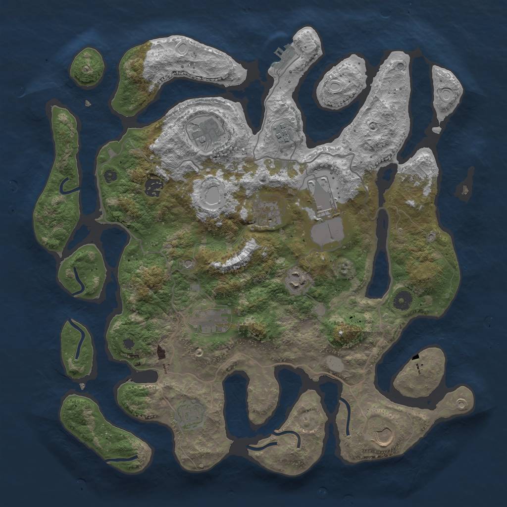 Rust Map: Procedural Map, Size: 4000, Seed: 755251, 16 Monuments
