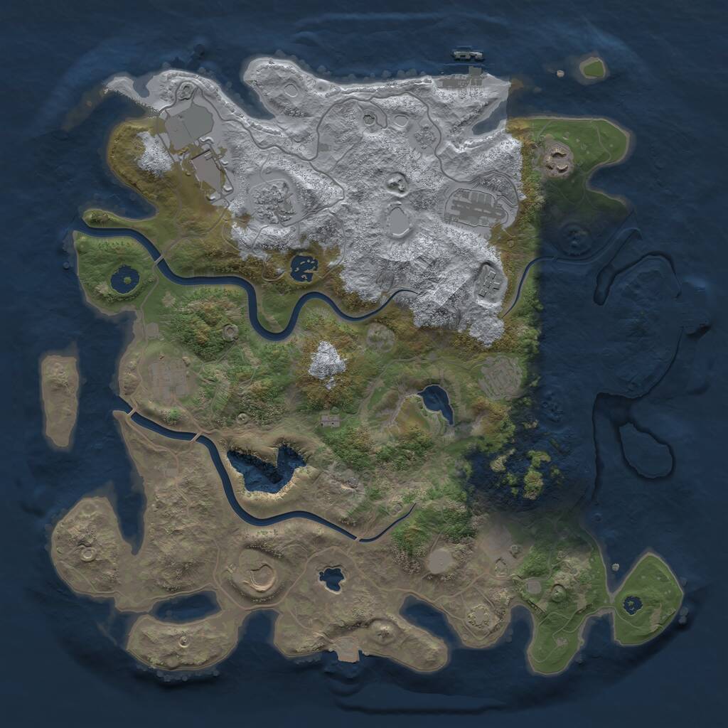 Rust Map: Procedural Map, Size: 4000, Seed: 77677, 16 Monuments