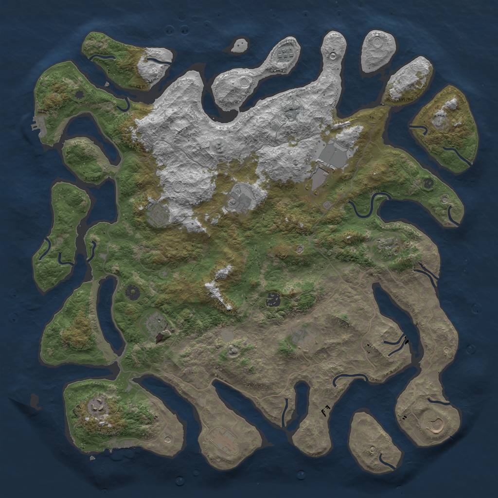 Rust Map: Procedural Map, Size: 4950, Seed: 54542345, 19 Monuments