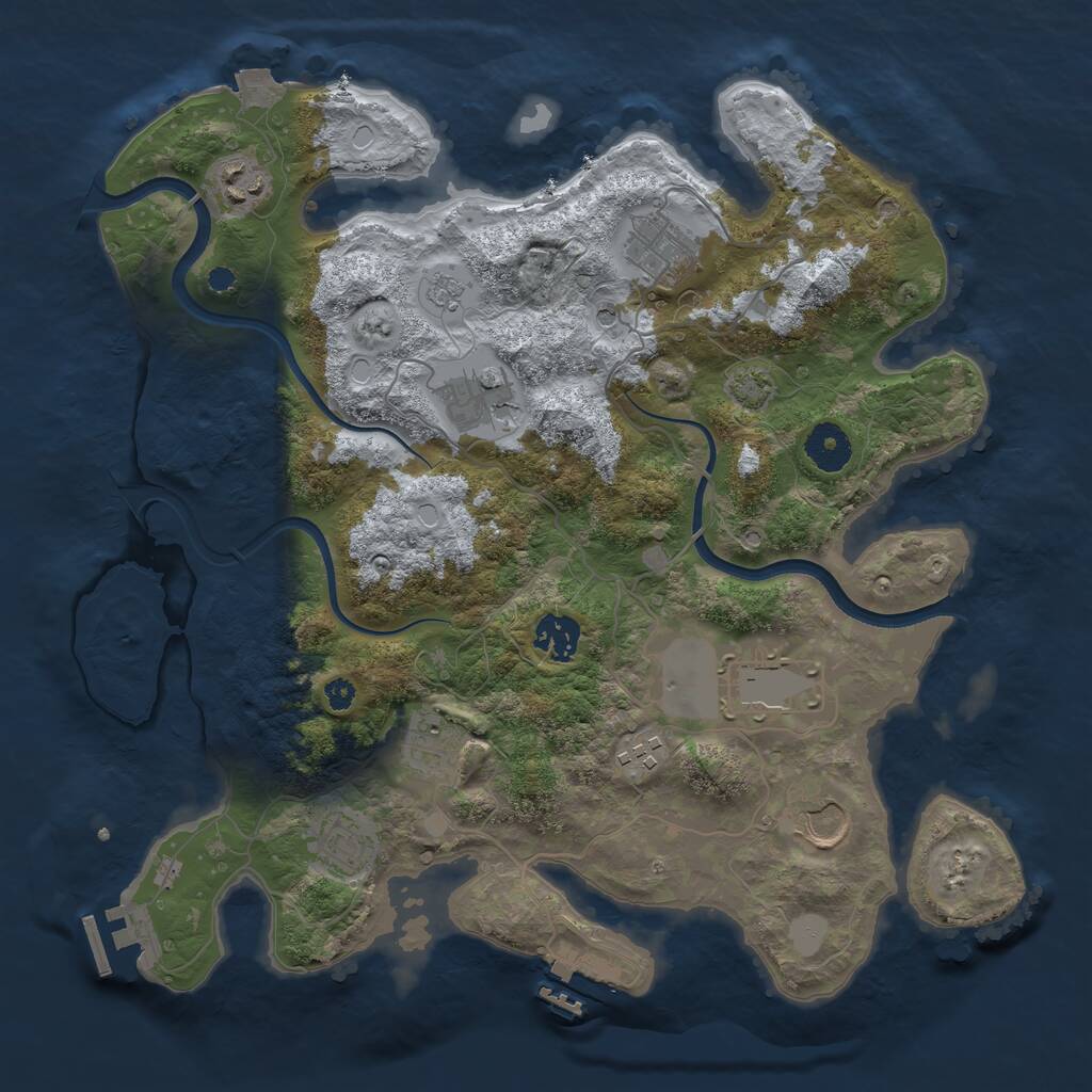 Rust Map: Procedural Map, Size: 3550, Seed: 213094, 15 Monuments