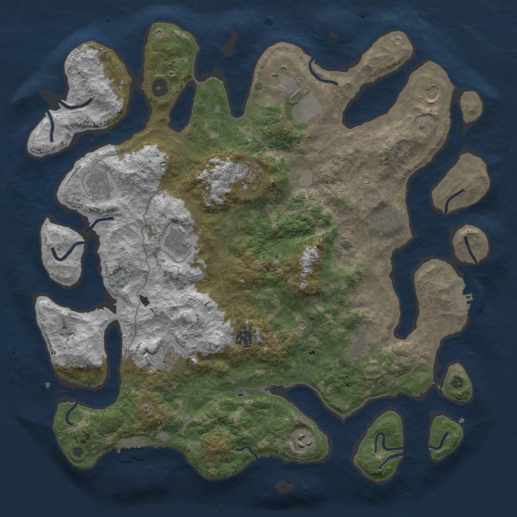 Rust Map: Procedural Map, Size: 4500, Seed: 12345674, 19 Monuments