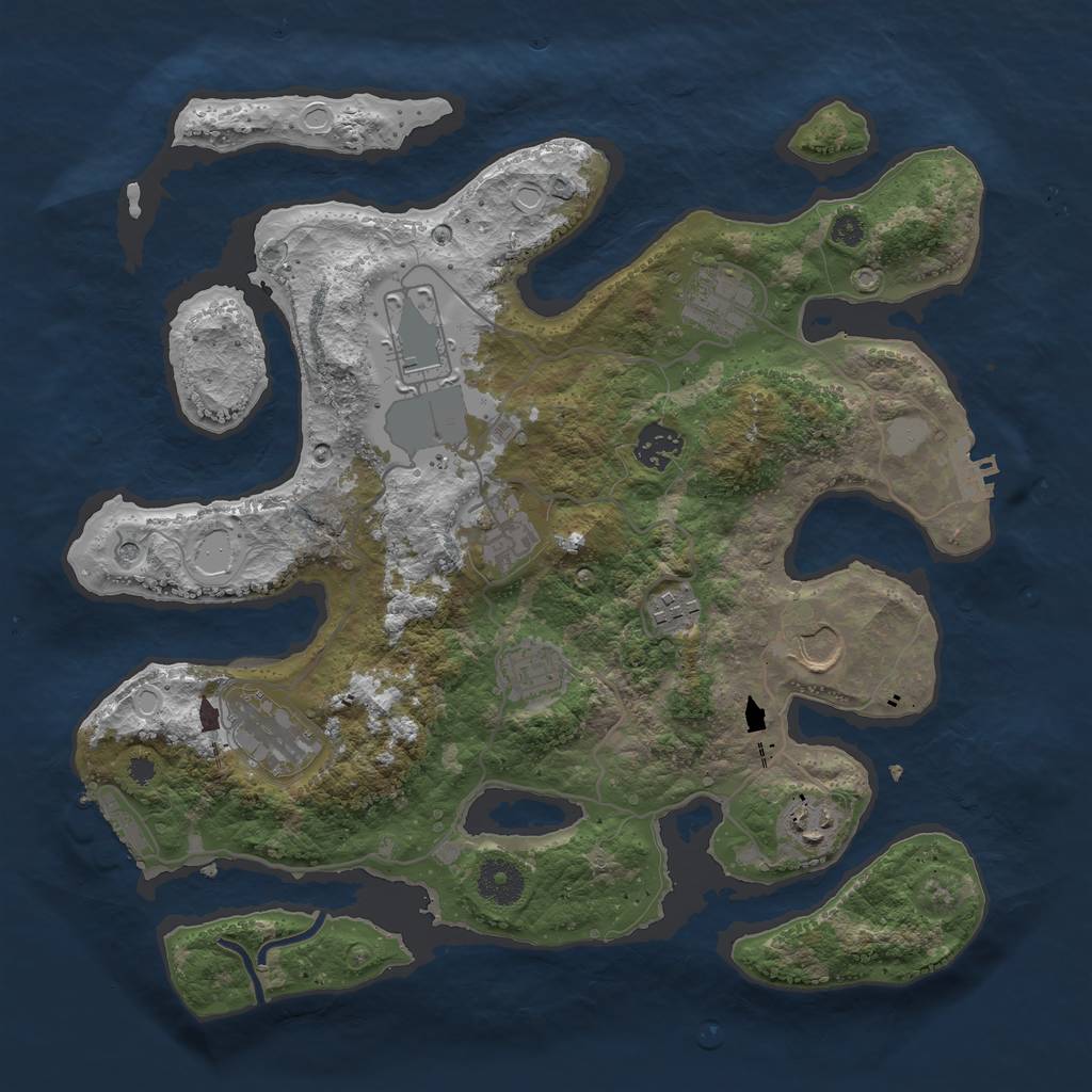 Rust Map: Procedural Map, Size: 3550, Seed: 96315, 17 Monuments