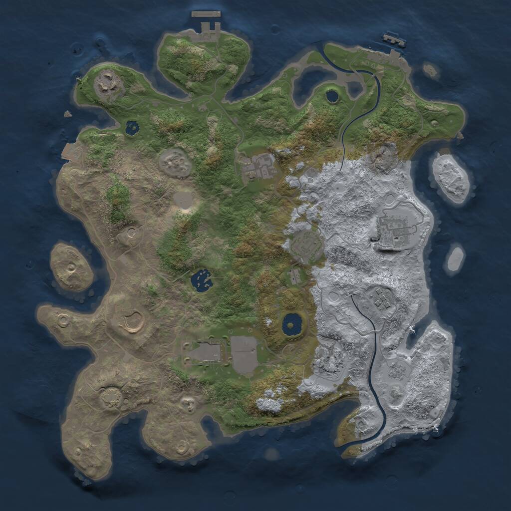 Rust Map: Procedural Map, Size: 3550, Seed: 810496, 15 Monuments