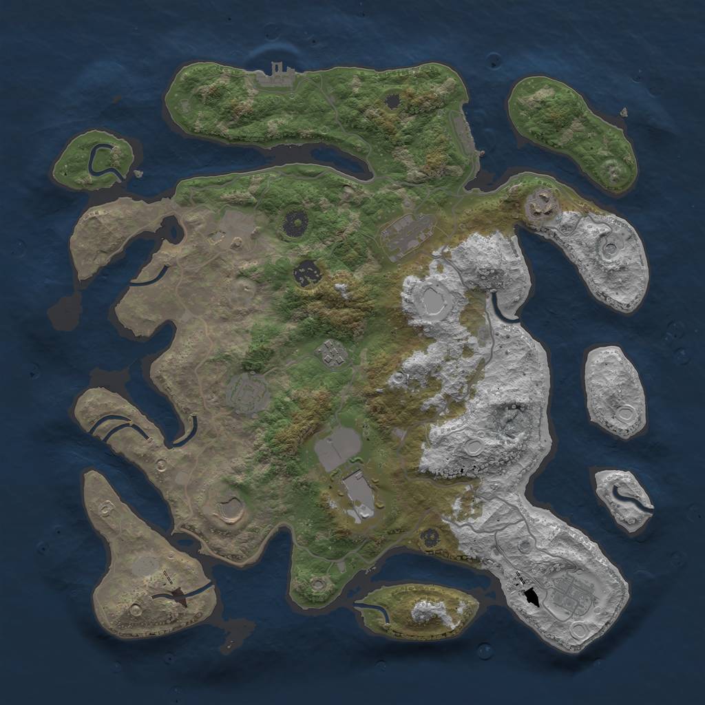 Rust Map: Procedural Map, Size: 4000, Seed: 691222, 17 Monuments